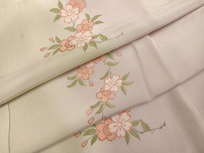 平和屋着物●長襦袢　無双仕立て　桜文　金彩　広衿仕立て　正絹　逸品　AABF5325ph