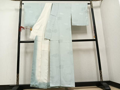 平和屋着物●上質な色無地 花唐草地紋 蕎麦切色 正絹 逸品 未使用 AABF5327ph