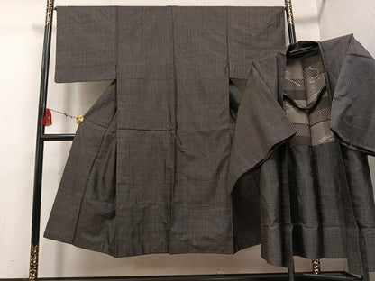平和屋着物●男性 紬 アンサンブル 正絹 逸品 AABF5329ph