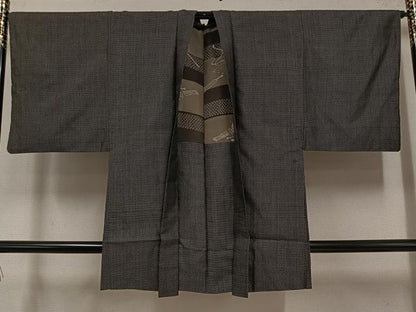 平和屋着物●男性 紬 アンサンブル 正絹 逸品 AABF5329ph
