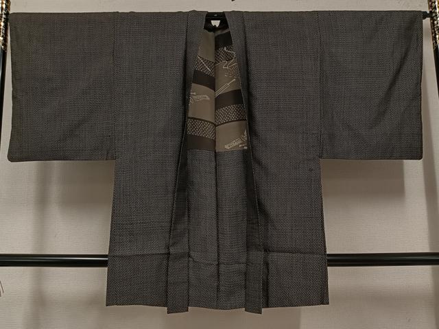 平和屋着物●男性 紬 アンサンブル 正絹 逸品 AABF5329ph