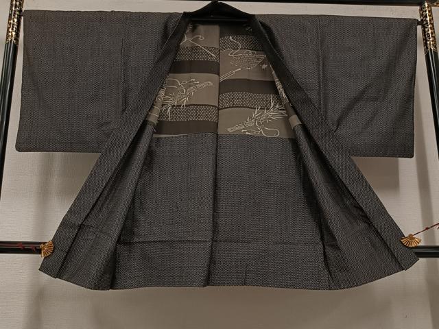 平和屋着物●男性 紬 アンサンブル 正絹 逸品 AABF5329ph