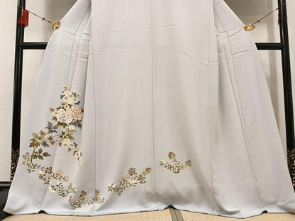 平和屋着物●訪問着 駒刺繍 草花文 金彩 正絹 逸品 AABF5336ph