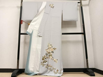平和屋着物●訪問着 駒刺繍 草花文 金彩 正絹 逸品 AABF5336ph