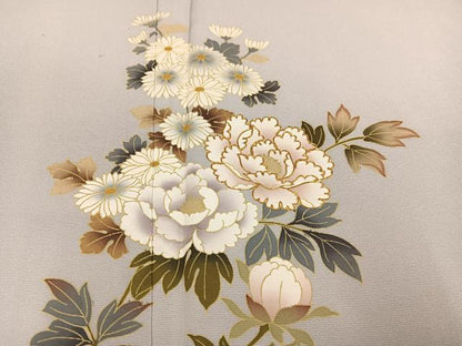平和屋着物●訪問着 駒刺繍 草花文 金彩 正絹 逸品 AABF5336ph