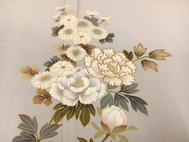 平和屋着物●訪問着 駒刺繍 草花文 金彩 正絹 逸品 AABF5336ph