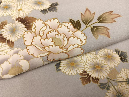 平和屋着物●訪問着 駒刺繍 草花文 金彩 正絹 逸品 AABF5336ph