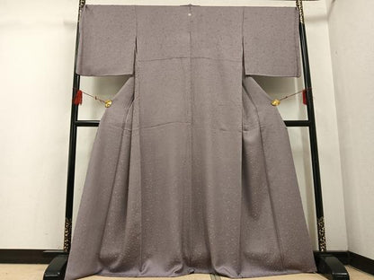 平和屋着物●上質な色無地　草花地紋　鳩鼠色　さが美扱い　正絹　逸品　AABF5337ph