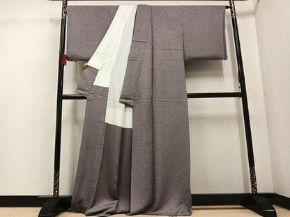 平和屋着物●上質な色無地　草花地紋　鳩鼠色　さが美扱い　正絹　逸品　AABF5337ph