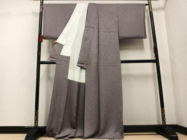 平和屋着物●上質な色無地　草花地紋　鳩鼠色　さが美扱い　正絹　逸品　AABF5337ph