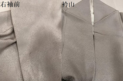 平和屋着物●上質な色無地 花鳥地紋 利休白茶色 正絹 逸品 AABF5339ph