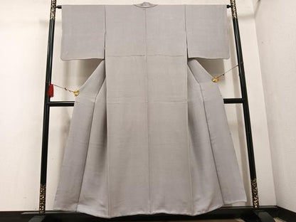 平和屋着物●上質な色無地 花鳥地紋 利休白茶色 正絹 逸品 AABF5339ph