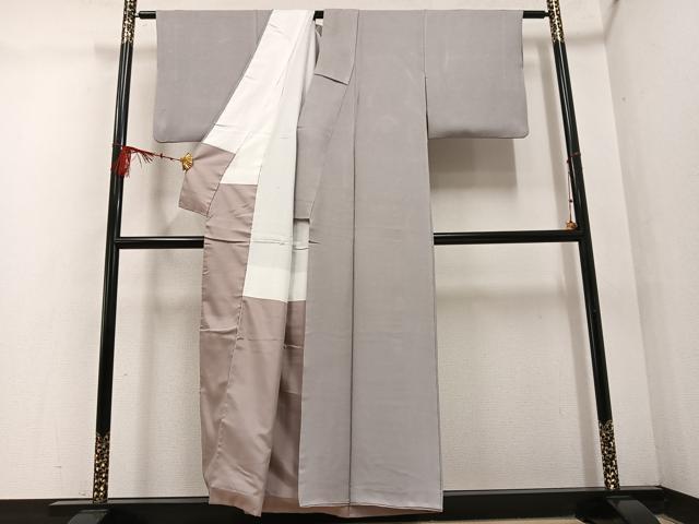 平和屋着物●上質な色無地 花鳥地紋 利休白茶色 正絹 逸品 AABF5339ph