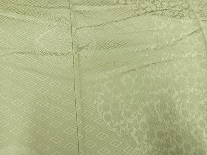 平和屋着物●無地絵羽訪問着 草花地紋 色無地 若菜色 正絹 逸品 AABF5344ph