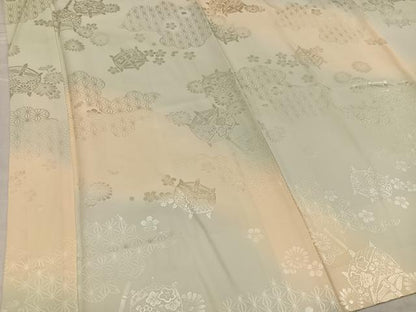 平和屋着物●長襦袢 袷 糸巻花地紋 暈し染め やまと誂製 正絹 逸品 AABF5346ph