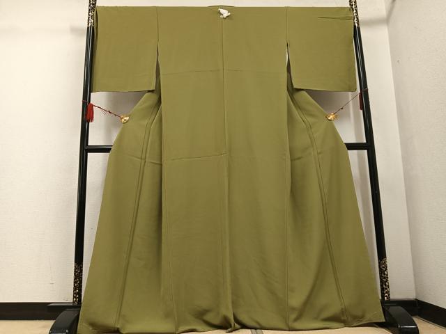 平和屋着物●上質な色無地 油色 正絹 逸品 AABF5347ph