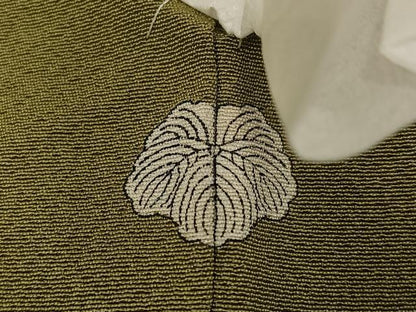 平和屋着物●上質な色無地 油色 正絹 逸品 AABF5347ph