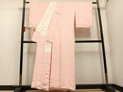平和屋着物●上質な色無地 流水花地紋 薄桜色 正絹 逸品 AABF5349ph