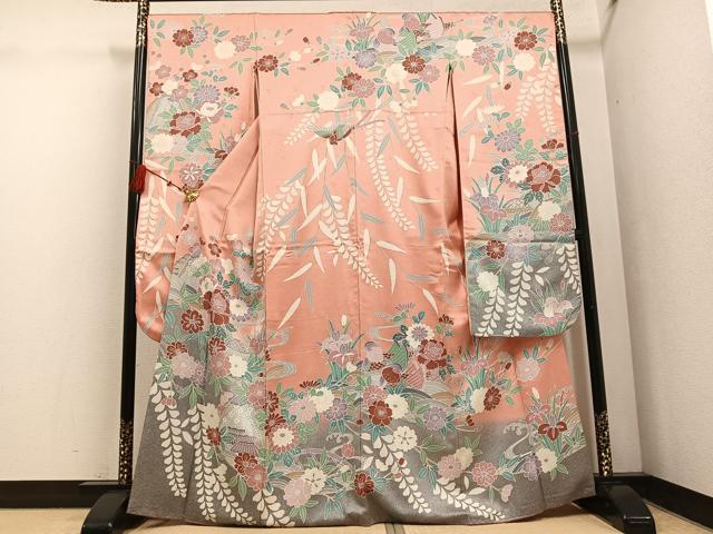平和屋着物●豪華振袖 草花風景籬文 正絹 逸品 AABF5352ph