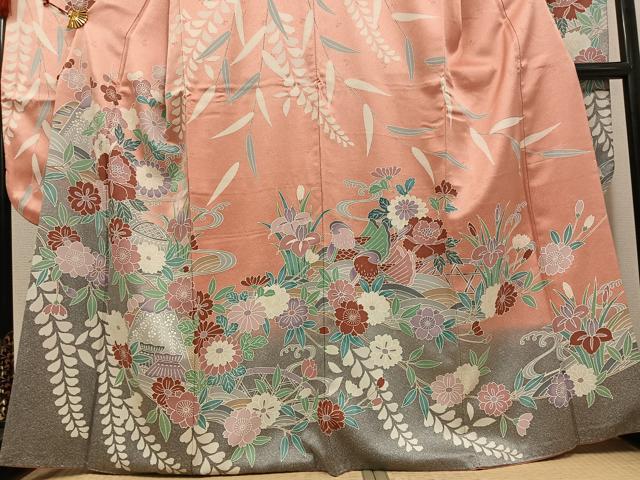 平和屋着物●豪華振袖 草花風景籬文 正絹 逸品 AABF5352ph