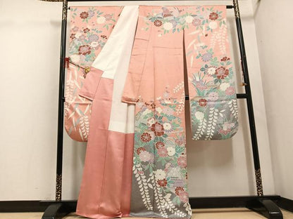 平和屋着物●豪華振袖 草花風景籬文 正絹 逸品 AABF5352ph