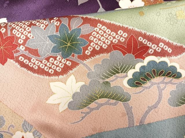 平和屋着物●豪華振袖 駒刺繍 地紙草花文 暈し染め 金彩 正絹 逸品 未使用 AABF5353ph