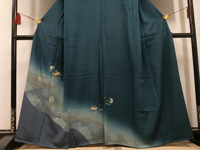 平和屋着物▽小紋　単衣　芝に飛び兎　逸品　DAAV5592az r2942060.jpg