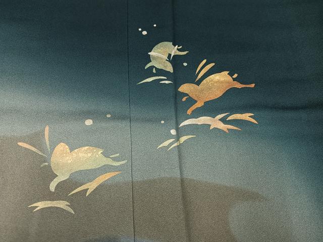 平和屋着物▽小紋　単衣　芝に飛び兎　逸品　DAAV5592az r2942060.jpg