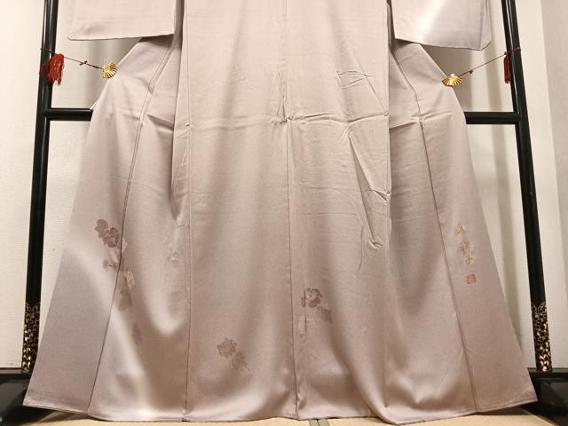 平和屋着物●訪問着 作家物 輪奈ビロード 草花文 暈し染め 正絹 逸品 AABF5356ph