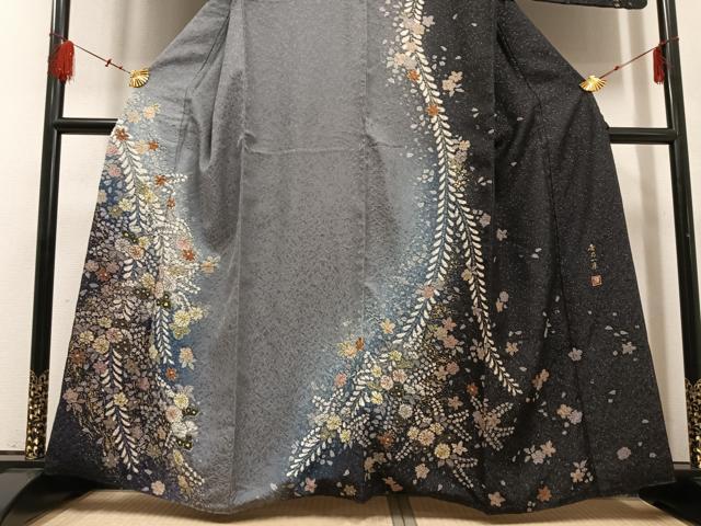 平和屋着物●吉乃一廉 幻の辻が花 訪問着 絞り 暈し染め 金彩 銀通し地 正絹 逸品 AABF5359ph
