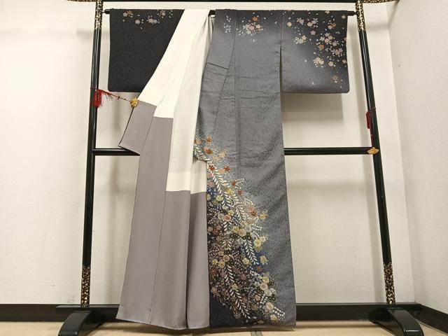 平和屋着物●吉乃一廉 幻の辻が花 訪問着 絞り 暈し染め 金彩 銀通し地 正絹 逸品 AABF5359ph