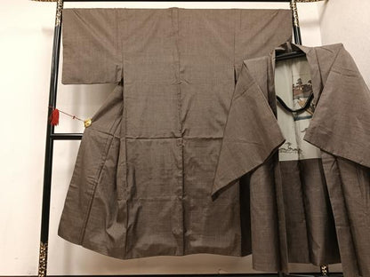 平和屋着物●男性 本場大島紬 アンサンブル 一元絣 正絹 逸品 AABF5360ph