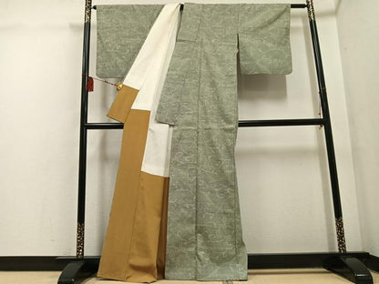 平和屋着物●本場結城紬 重要無形文化財 100亀甲 唐草文 正絹 逸品 AABF5374ph