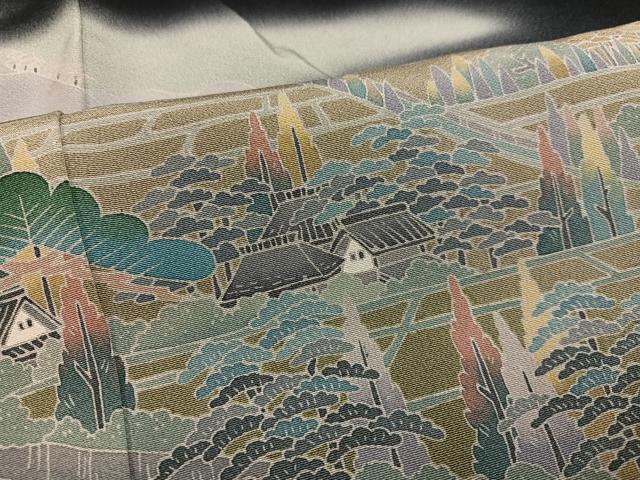 平和屋着物●十日町友禅作家 阿部佳雪 黒留袖 風景草花文 千曲川 暈し染め 正絹 逸品 AABF5377ph