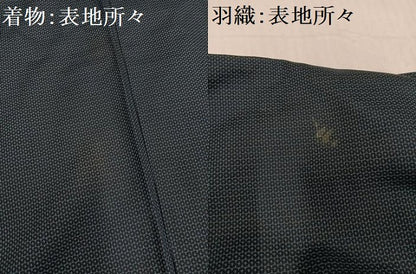 平和屋着物●男性 紬 アンサンブル 亀甲柄 正絹 逸品 AABF5382ph