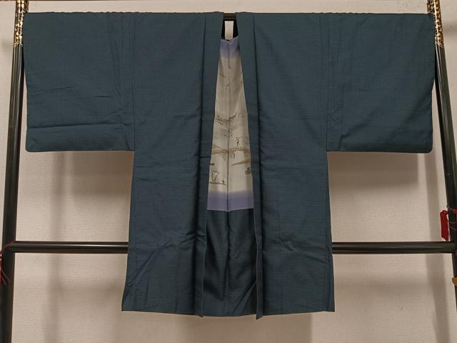 平和屋着物●男性 紬 アンサンブル 亀甲柄 正絹 逸品 AABF5382ph