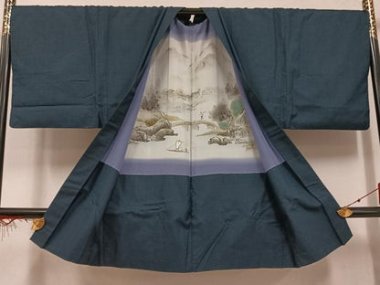 平和屋着物●男性 紬 アンサンブル 亀甲柄 正絹 逸品 AABF5382ph