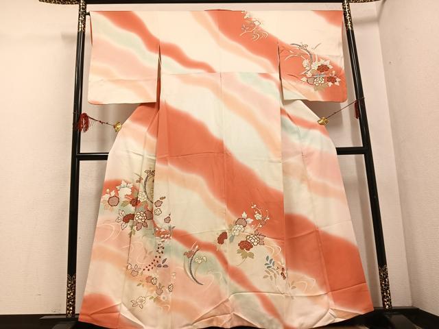 平和屋着物●訪問着 友禅 草花文 暈し染め 正絹 逸品 AABF5385ph