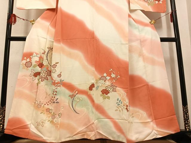 平和屋着物●訪問着 友禅 草花文 暈し染め 正絹 逸品 AABF5385ph