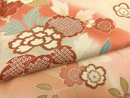 平和屋着物●訪問着 友禅 草花文 暈し染め 正絹 逸品 AABF5385ph