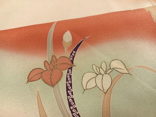 平和屋着物●訪問着 友禅 草花文 暈し染め 正絹 逸品 AABF5385ph