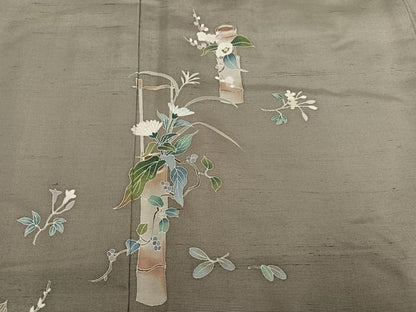 平和屋着物●訪問着 友禅 作家物 白山紬地 飾花文 正絹 逸品 AABF5387ph