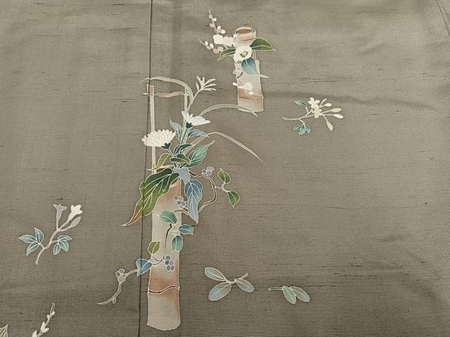 平和屋着物●訪問着 友禅 作家物 白山紬地 飾花文 正絹 逸品 AABF5387ph