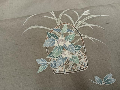 平和屋着物●訪問着 友禅 作家物 白山紬地 飾花文 正絹 逸品 AABF5387ph
