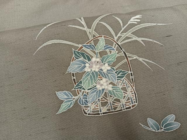 平和屋着物●訪問着 友禅 作家物 白山紬地 飾花文 正絹 逸品 AABF5387ph