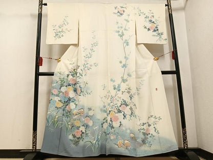 平和屋着物●訪問着 作家物 鴛鴦花文 正絹 逸品 AABF5389ph