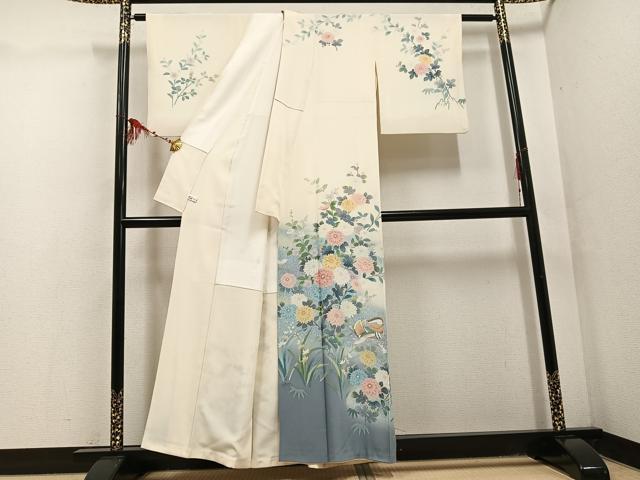 平和屋着物●訪問着 作家物 鴛鴦花文 正絹 逸品 AABF5389ph