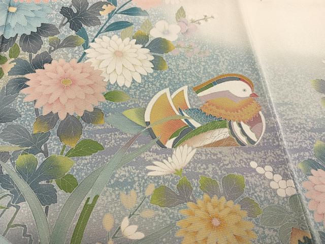 平和屋着物●訪問着 作家物 鴛鴦花文 正絹 逸品 AABF5389ph
