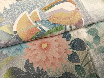 平和屋着物●訪問着 作家物 鴛鴦花文 正絹 逸品 AABF5389ph