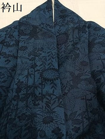 平和屋着物●上質な小紋 本藍 型染め 草花文 やまと誂製 正絹 逸品 AABF5392ph